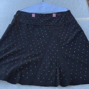 Autograph Black Skirt with Colorful Dots. Vintage, Size 8